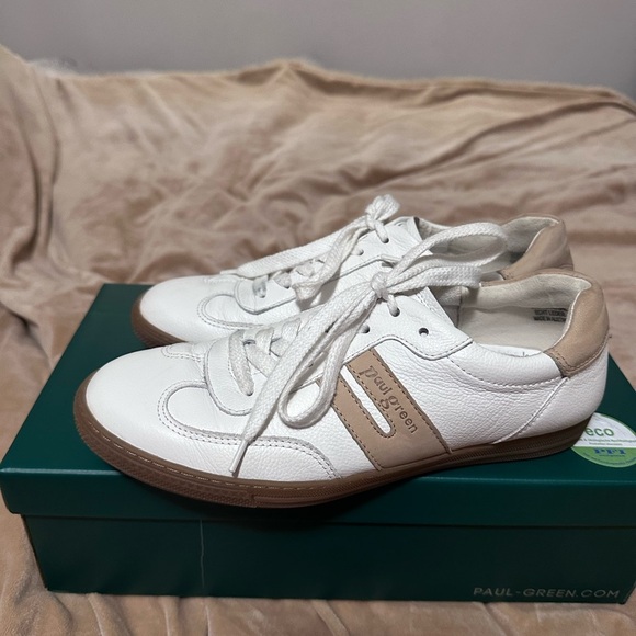 Paul Green Tilly White Sabbia Combo Leather Sneakers 8 - Picture 1 of 6